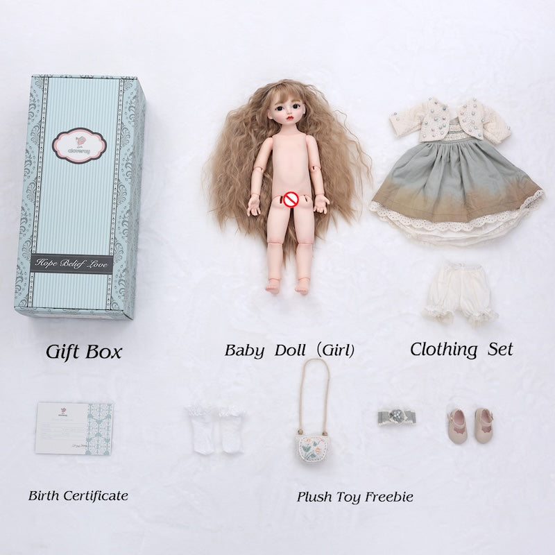 Cloveray 18‑Inch Country‑Style Hand‑Painted Dress Up Ball‑Jointed Doll (BJD)