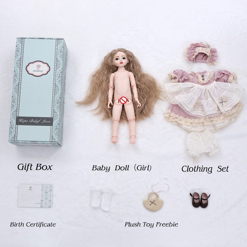 Cloveray 18‑Inch Hand‑Painted Dress Up Vinyl Doll (BJD) Pastoral‑Style Doll