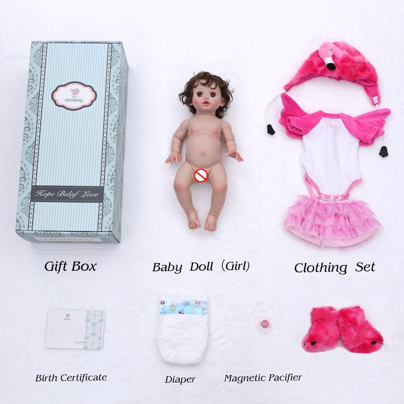 Cloveray 18 Inch Adorable Hard Vinyl Lifelike Newborn Baby Doll