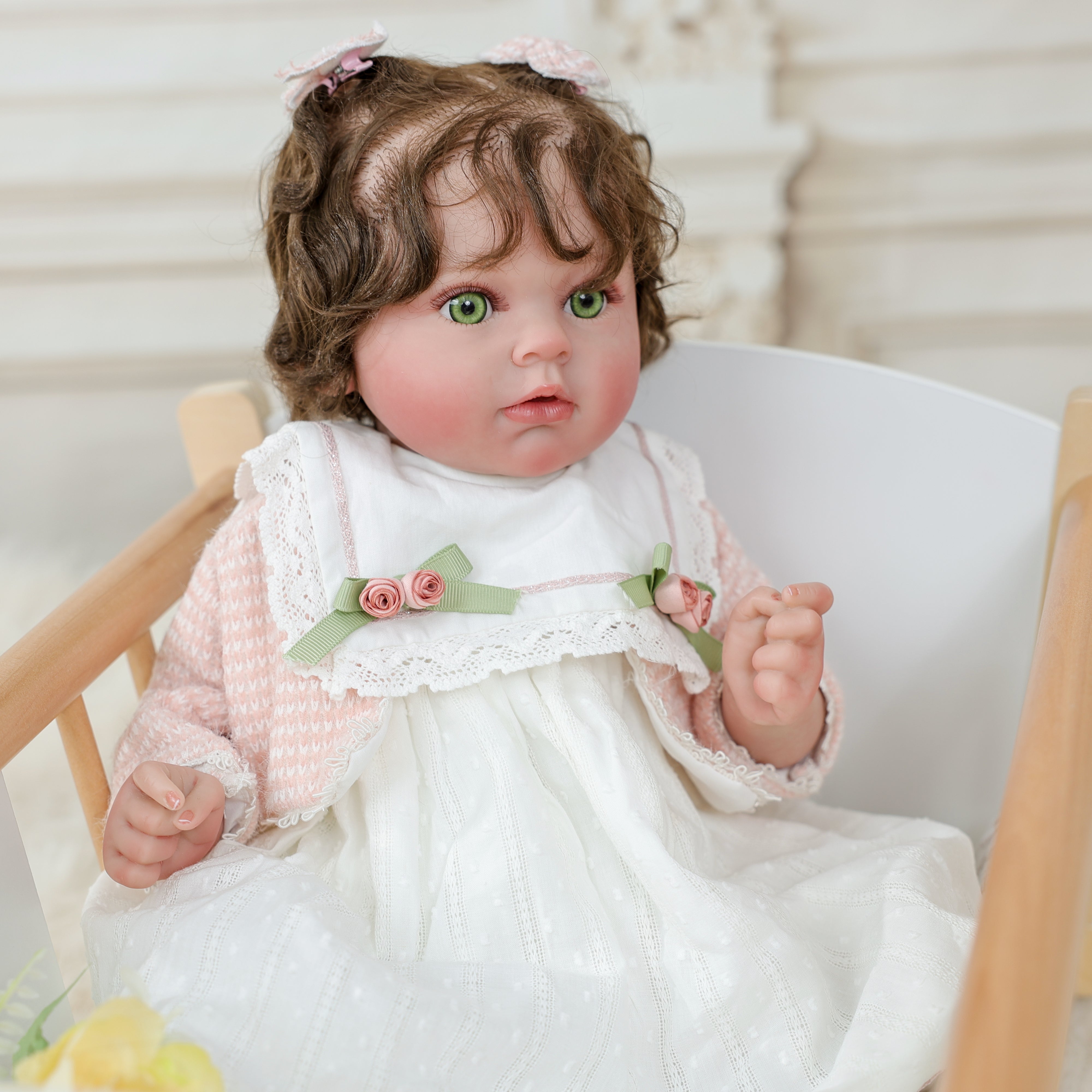 Cloveray Reborn doll 24 inches (60 cm) realistic, vinyl, with acrylic eyes, soft body, collectible toy for children and adults