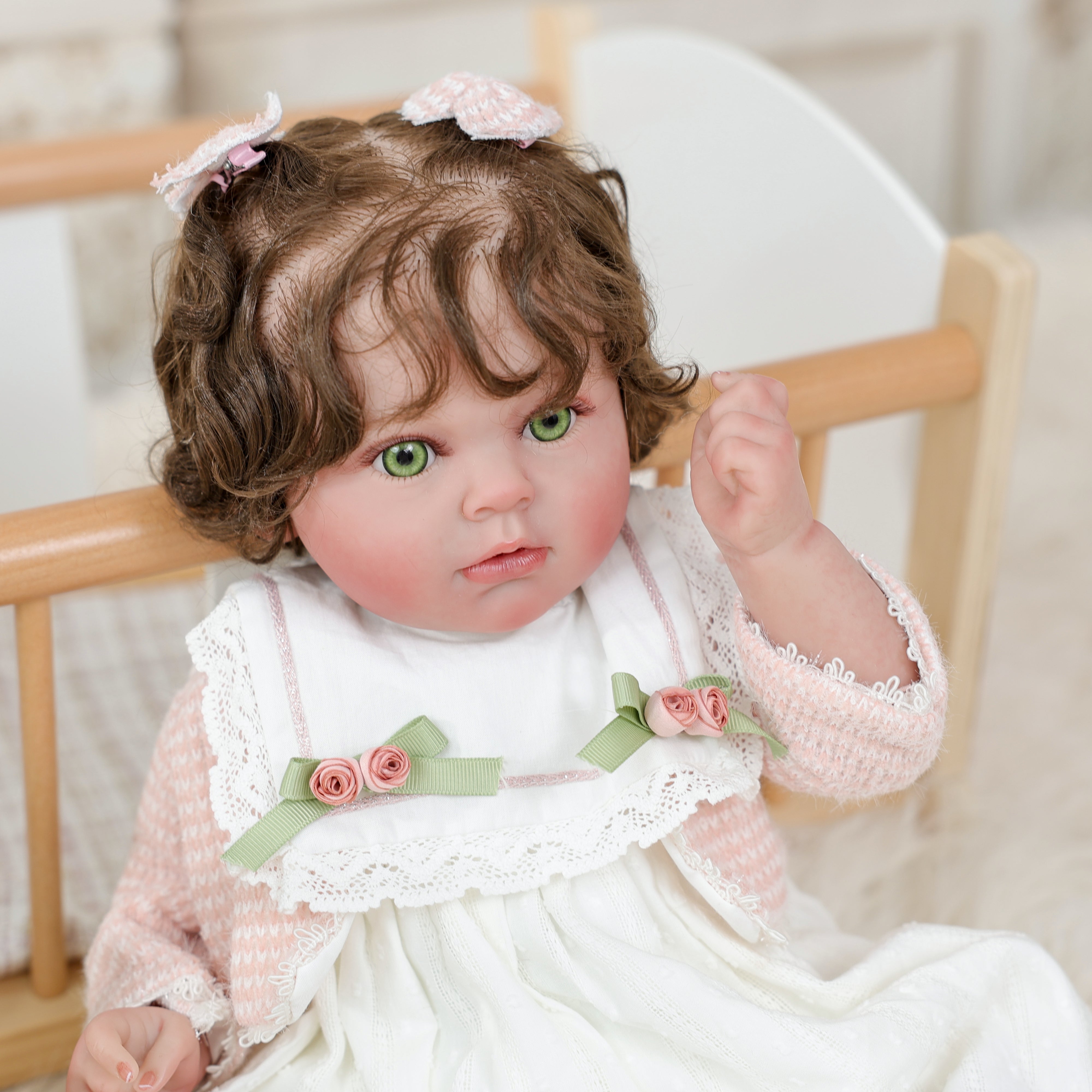 Cloveray Reborn doll 24 inches (60 cm) realistic, vinyl, with acrylic eyes, soft body, collectible toy for children and adults