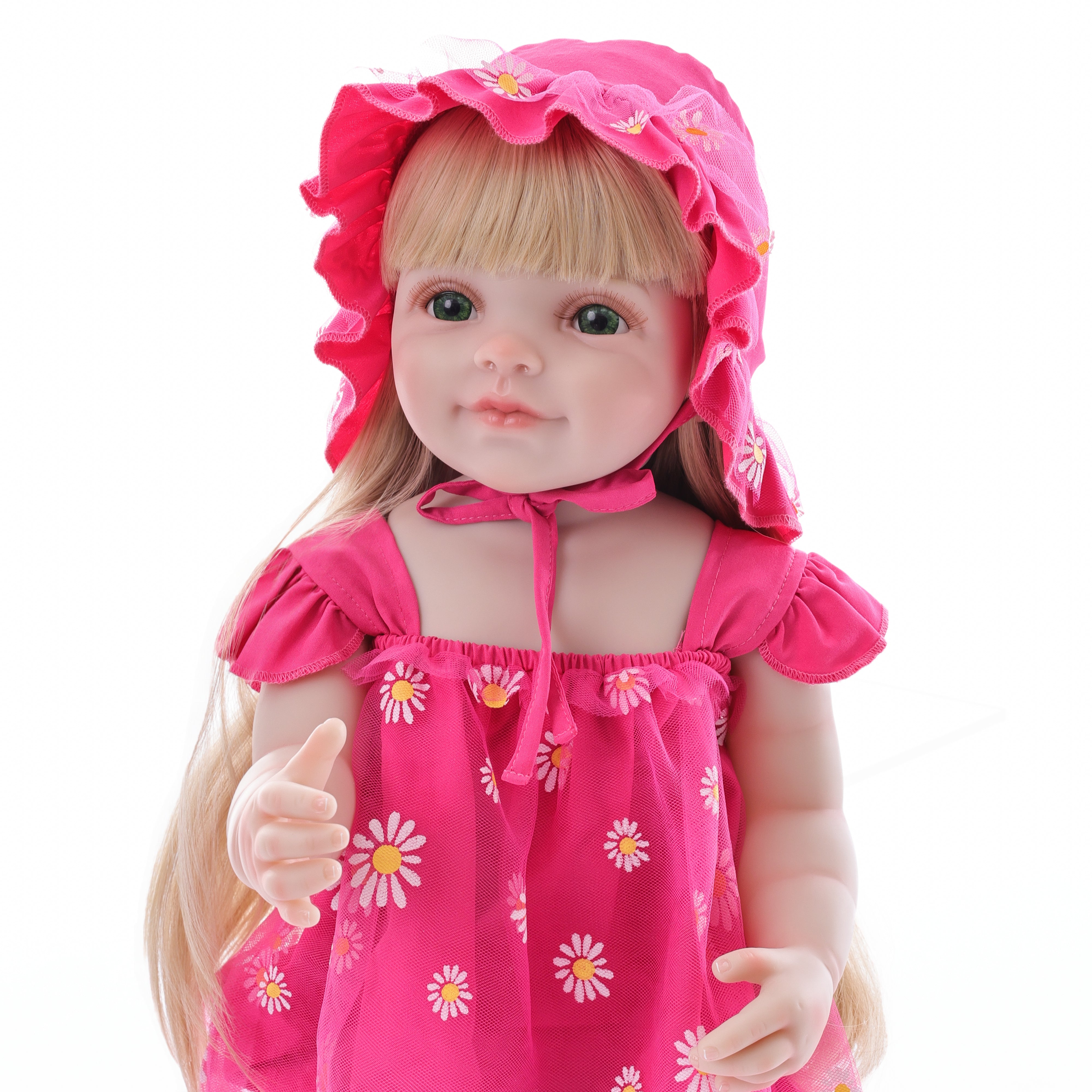 22-Inch Realistic Reborn Doll Girl Princess Style Full Plastic Body Standing Doll with Long Hair Lifelike Eyes Handmade Eyelashes Gift for Kids & Collectors