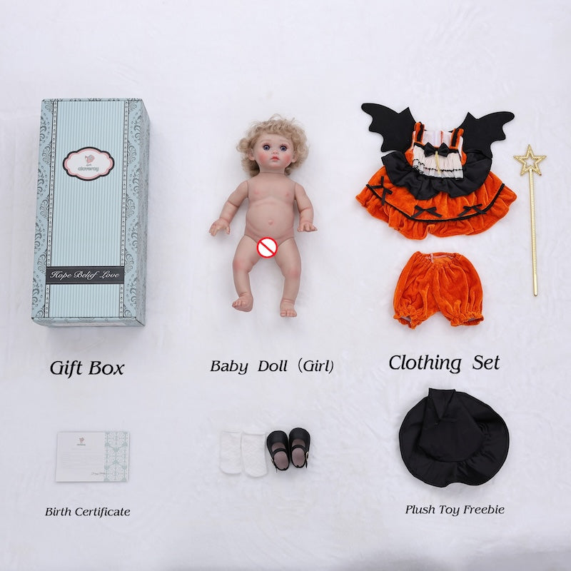Cloveray 18-inch vinyl realistic reborn baby doll, Halloween-themed limited edition dolls