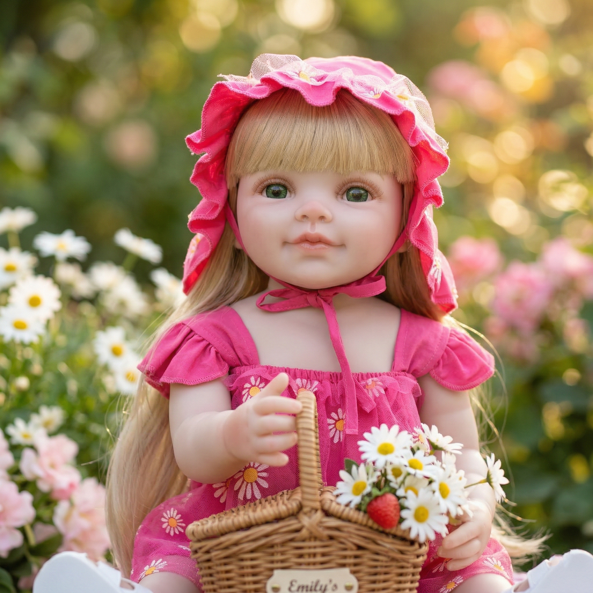 22-Inch Realistic Reborn Doll Girl Princess Style Full Plastic Body Standing Doll with Long Hair Lifelike Eyes Handmade Eyelashes Gift for Kids & Collectors