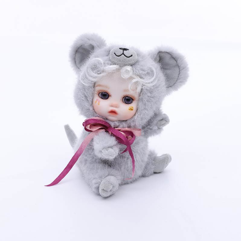 Cloveray 8 Inch High-Quality porcelain Cheeks Plush Gray Koala Hat Doll.