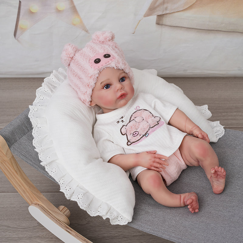 Cloveray 16'' Full Silicone Reborn Baby Girl Doll with Blue Eyes