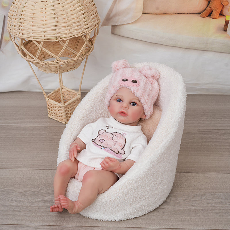 Cloveray 16'' Full Silicone Reborn Baby Girl Doll with Blue Eyes