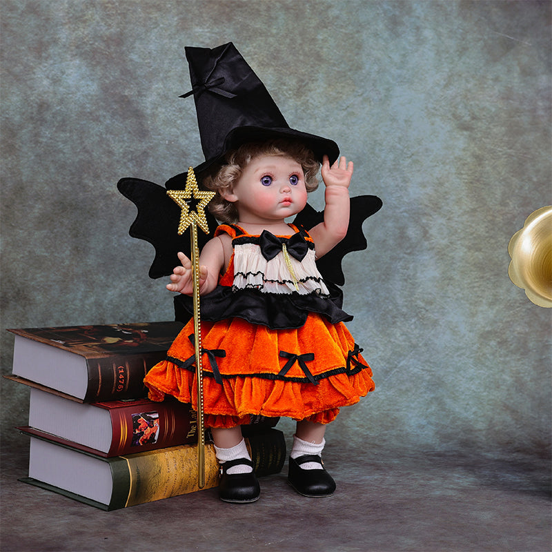 Cloveray 18-inch vinyl realistic reborn baby doll, Halloween-themed limited edition dolls