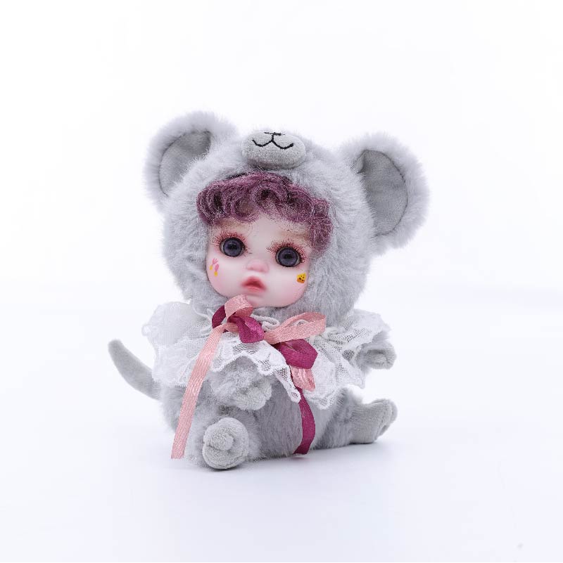 Cloveray 8 Inch High-Quality porcelain Cheeks Plush Gray Koala Hat Doll.