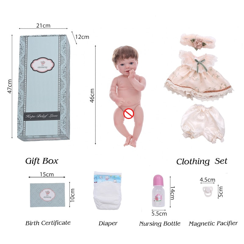 Cloveray Realistic Reborn Baby Doll Full Vinyl Body Lifelike Small Babe Doll