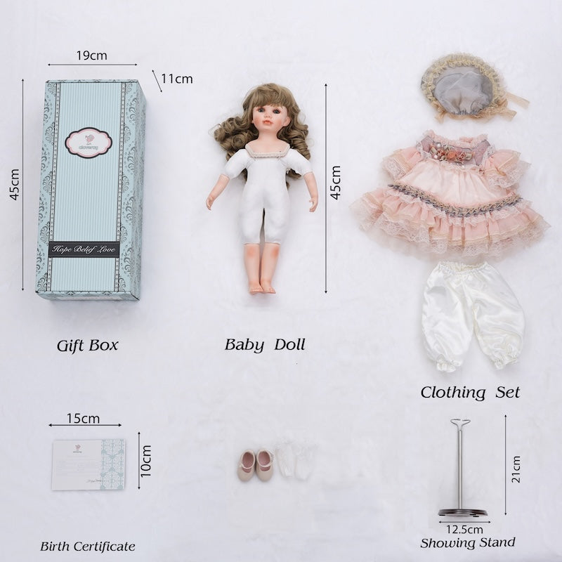 Cloveray Vintage Porcelain Dolls Hand-Painted Palace Court Bisque Dolls 18 Inch