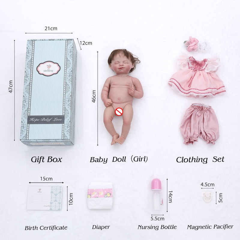 Cloveray Adorable Realistic Reborn Baby Doll 20-inch Lifelike Sleeping Newborn Dolls for Kids Gift