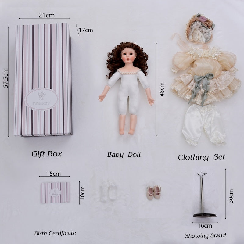 Cloveray 20-Inch Handcrafted Bisque Vintage Palace-Style Porcelain Doll