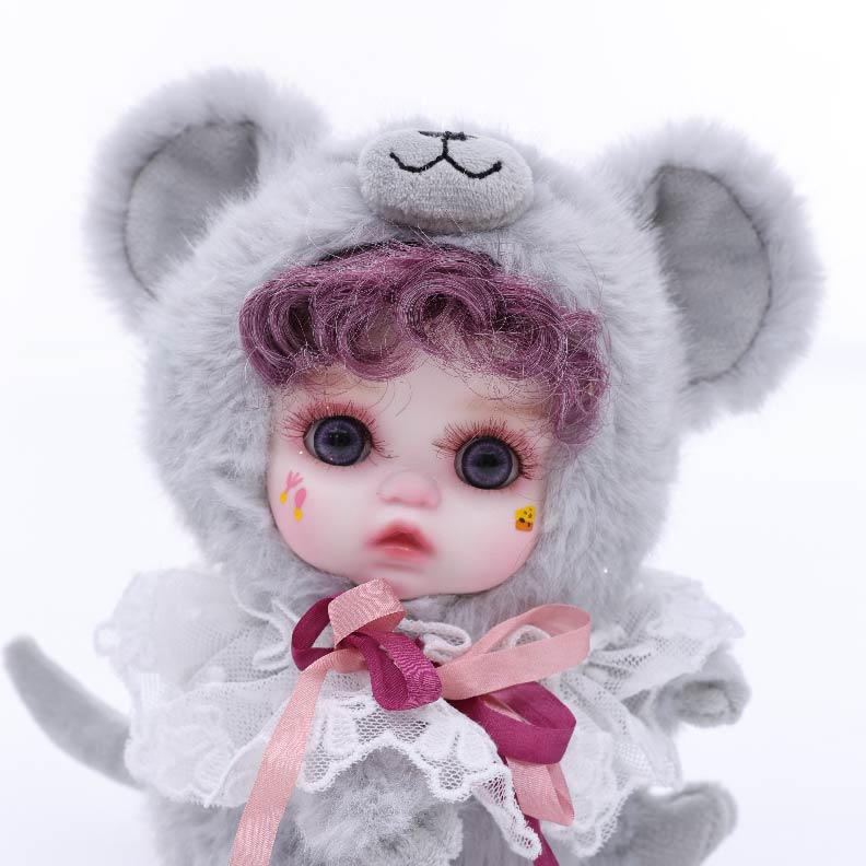 Cloveray 8 Inch High-Quality porcelain Cheeks Plush Gray Koala Hat Doll.