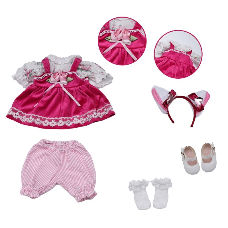 Cloveray 18-inch Kawaii Pink Overalls