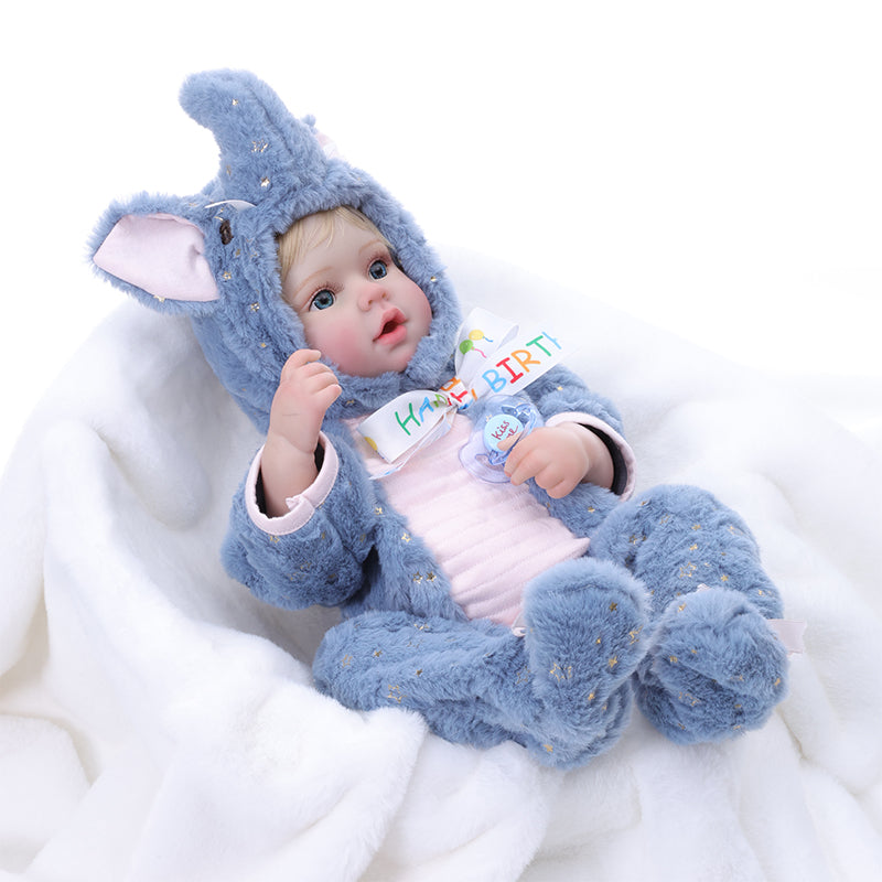 Blue baby elephant doll 18-inch all-vinyl reborn doll
