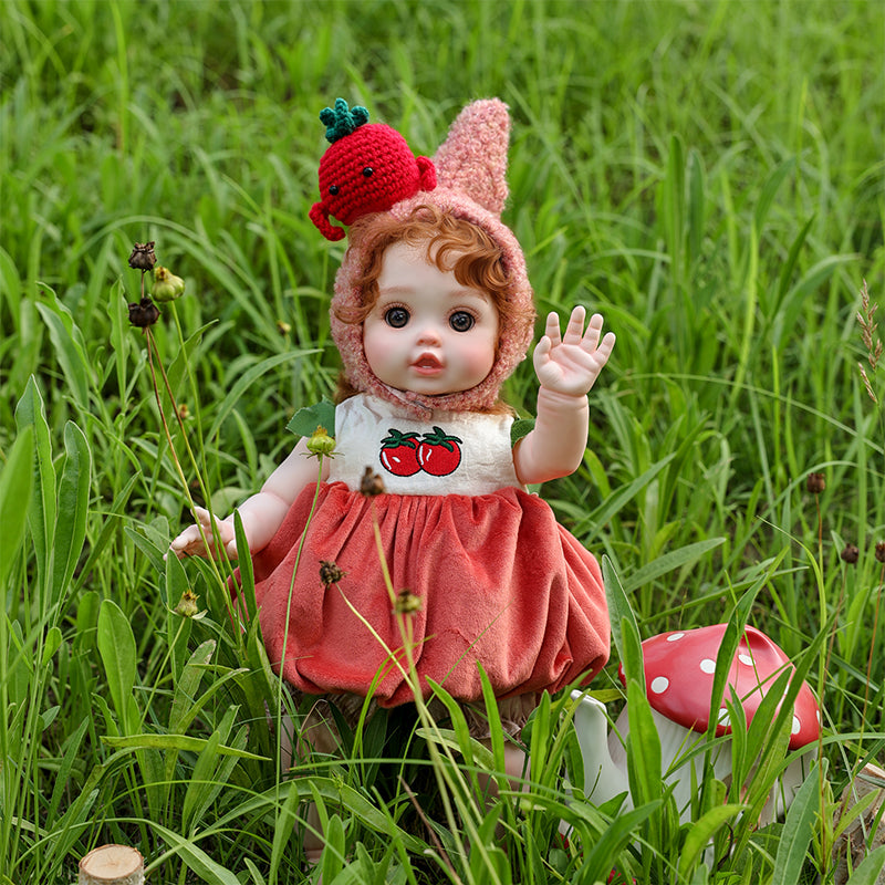 Cloveray 18 Inch Vinyl Lifelike Reborn Baby Doll in Tomato Costume