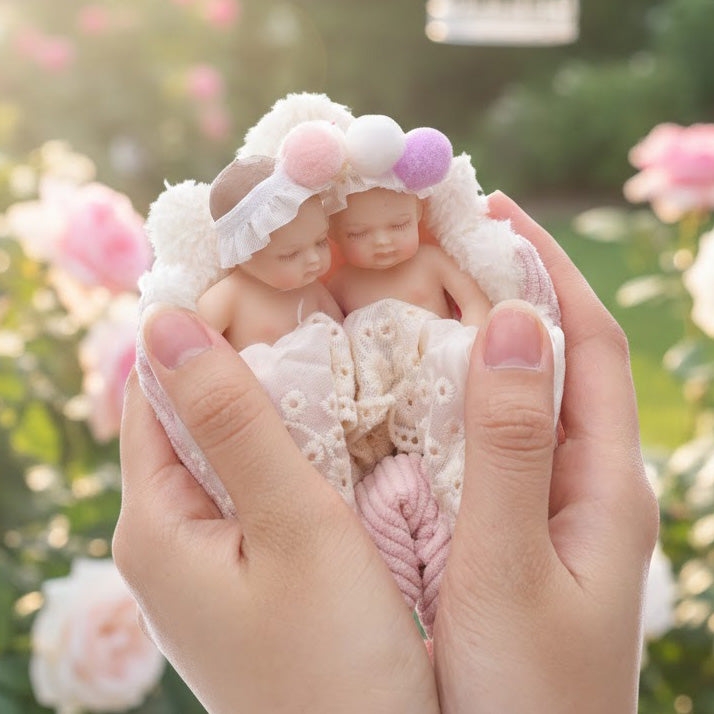 Cloveray Lifelike Silicone Reborn  twins Baby Doll 4Inch