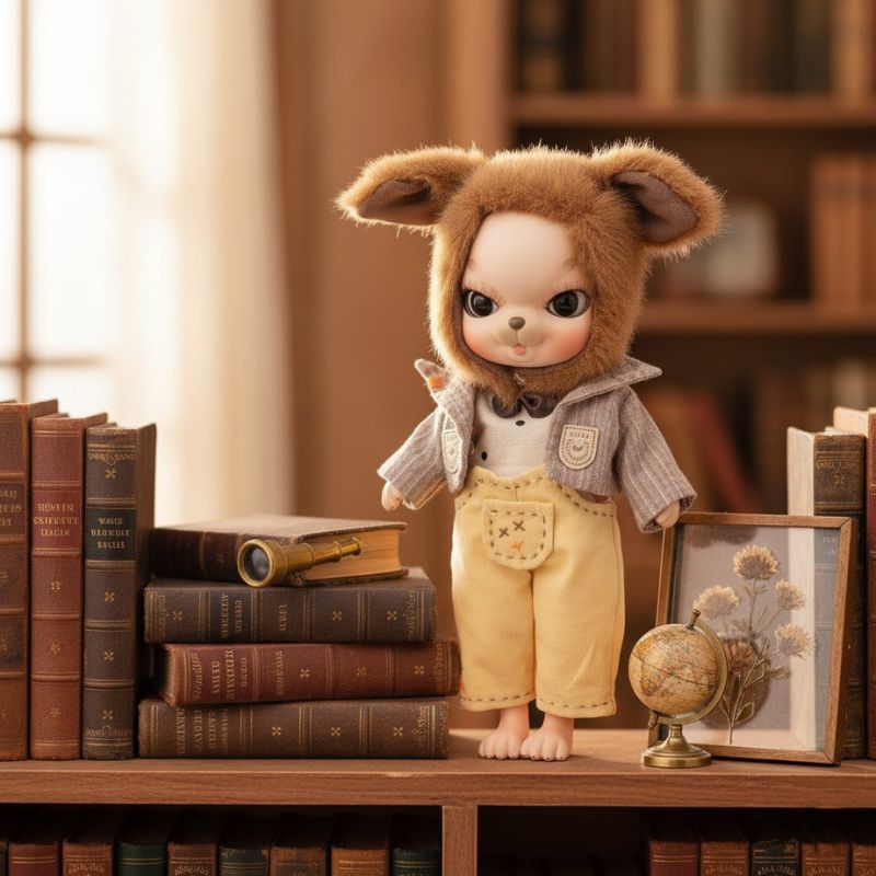 Cloveray Adorable 10 Inch Porcelain Dress-up Baby Brown rabbit Dolls (BJD)