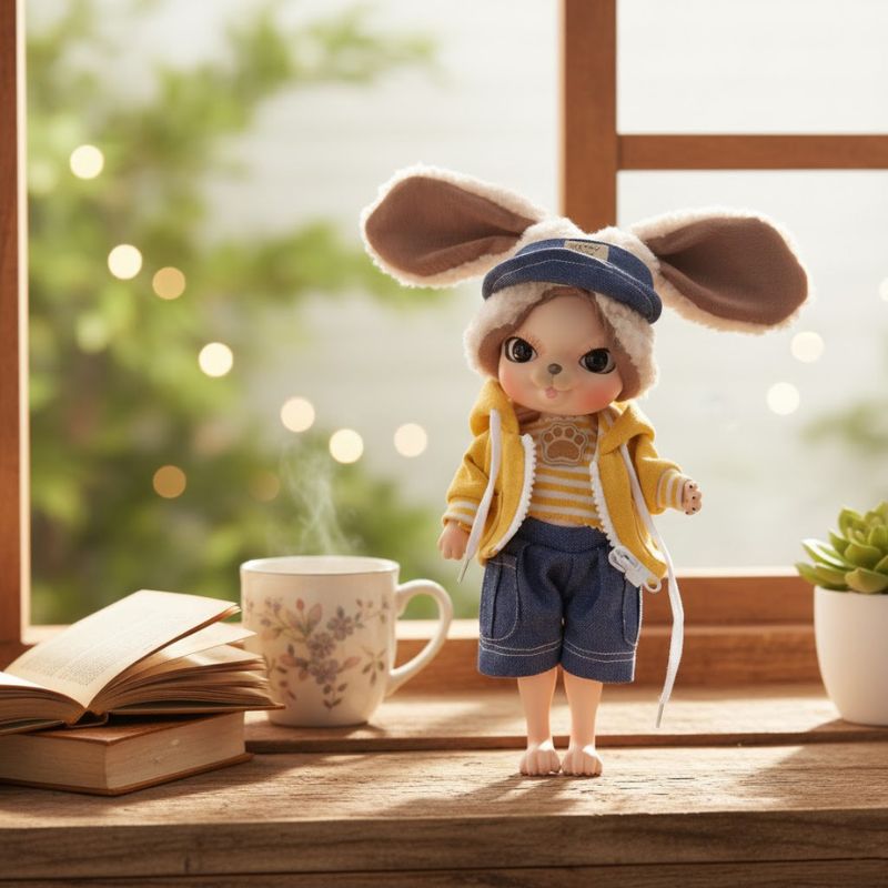 Cloveray Adorable 10 Inch Porcelain Dress-up Baby Yollow Rabbit Dolls (BJD)