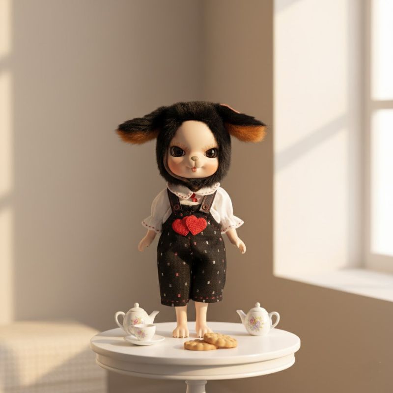 Cloveray Adorable 10 Inch Porcelain Dress-up Baby Black rabbit Dolls (BJD)