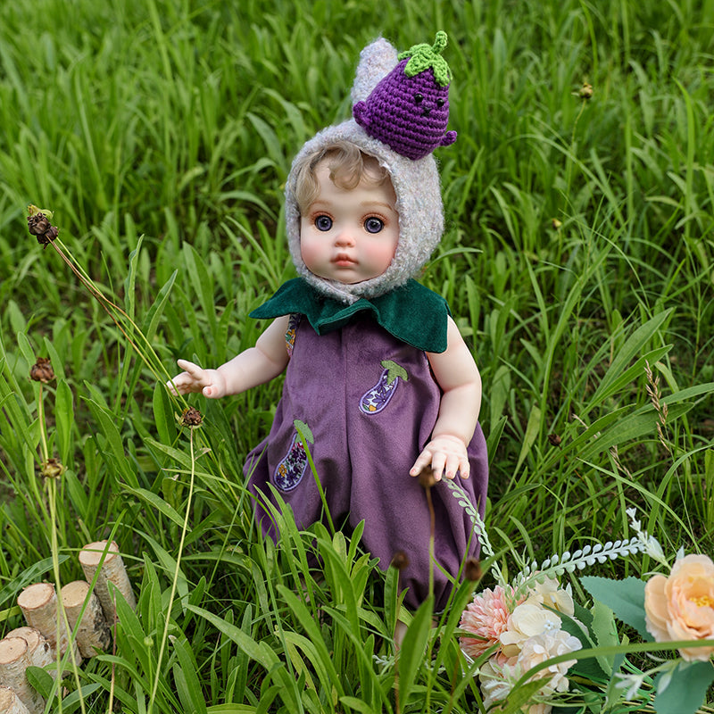 Cloveray 18 Inch Vinyl Lifelike Reborn Baby Doll in Eggplant Costume