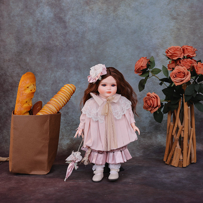Cloveray18-Inch Classical Dress Blonde Porcelain Princess Doll(Light Pink)
