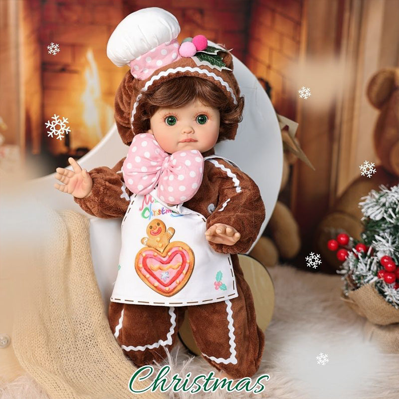 Cloveray 18 Inch Vinyl Lifelike Reborn Baby Doll in Brown Little Chef Christmas Costume