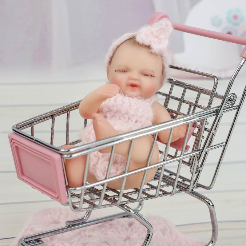 Cloveray Lifelike Silicone Reborn Girl Baby Doll 4Inch(pink)