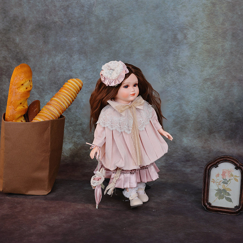 Cloveray18-Inch Classical Dress Blonde Porcelain Princess Doll(Light Pink)