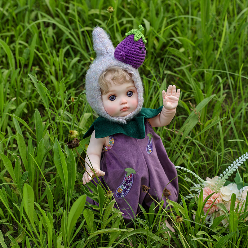 Cloveray 18 Inch Vinyl Lifelike Reborn Baby Doll in Eggplant Costume