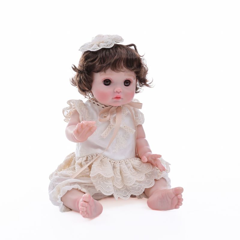 Cloveray 18-Inch Full-Body Vinyl Simulation Doll | Hand-Painted Makeup & Articulated Joints | Lace Embroidery Princess Outfit