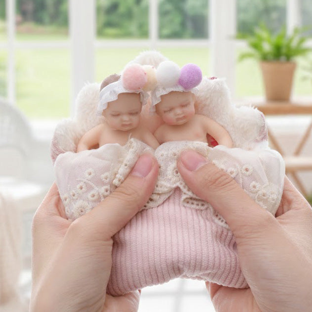 Cloveray Lifelike Silicone Reborn  twins Baby Doll 4Inch