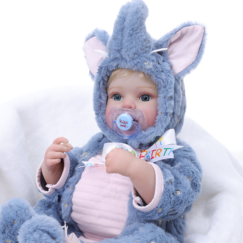 Blue baby elephant doll 18-inch all-vinyl reborn doll