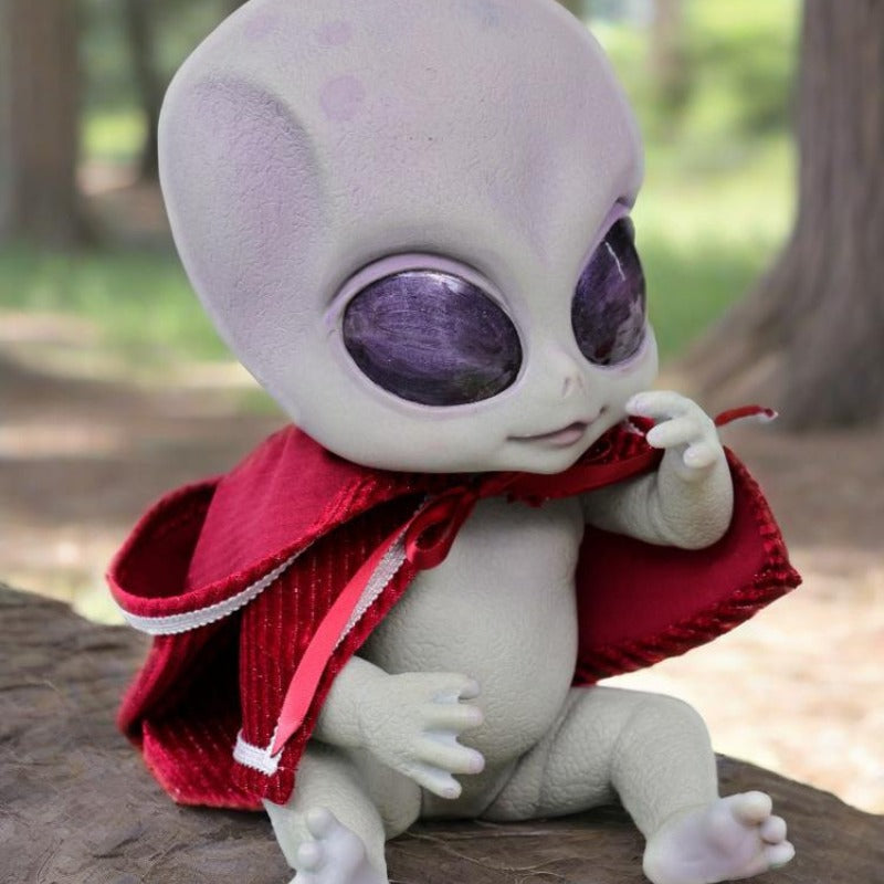 Cloveray 14-Inch Vinyl Alien Baby Doll: Red Hooded Cape Cosplay Figure (Soft Vinyl Collectible Toy)