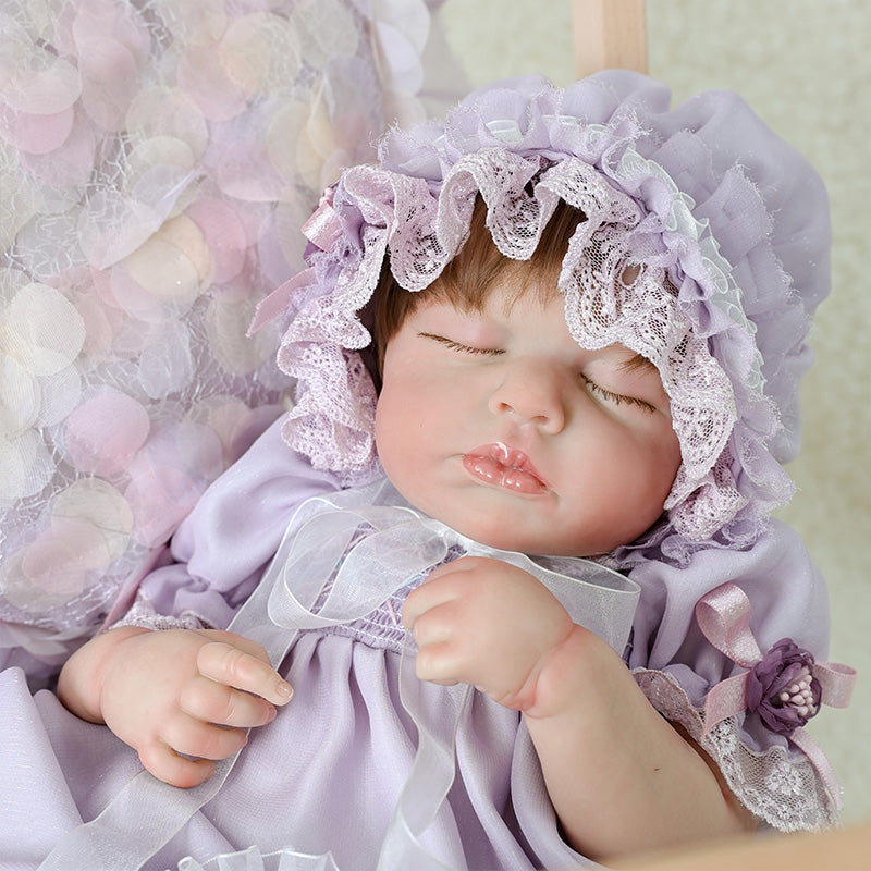Cloveray 20 Inch Lifelike Reborn Baby Doll with Light Purple Headband