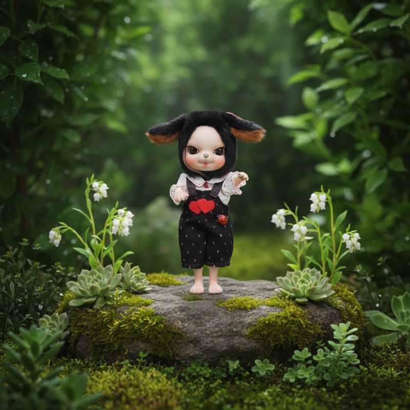 Cloveray Adorable 10 Inch Porcelain Dress-up Baby Black rabbit Dolls (BJD)