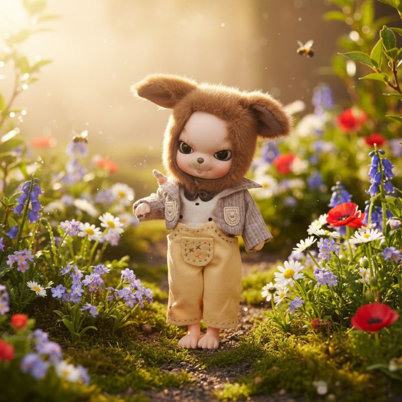 Cloveray Adorable 10 Inch Porcelain Dress-up Baby Brown rabbit Dolls (BJD)