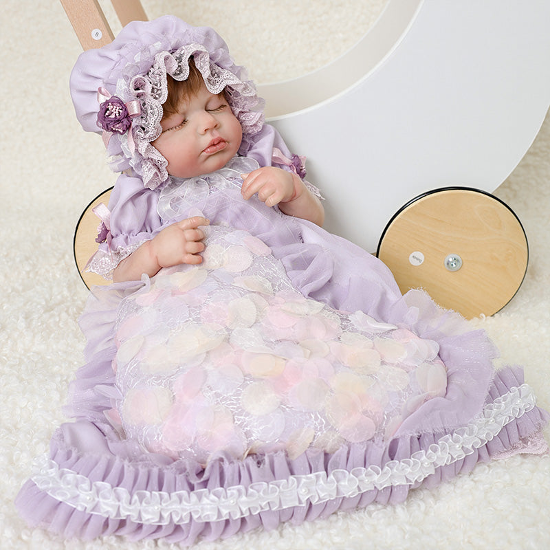 Cloveray 20 Inch Lifelike Reborn Baby Doll with Light Purple Headband