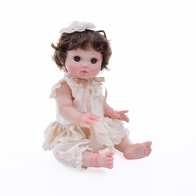 Cloveray 18-Inch Full-Body Vinyl Simulation Doll | Hand-Painted Makeup & Articulated Joints | Lace Embroidery Princess Outfit
