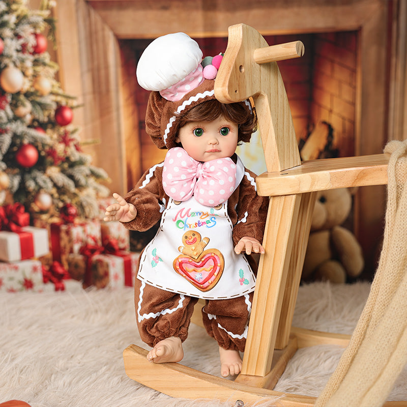 Cloveray 18 Inch Vinyl Lifelike Reborn Baby Doll in Brown Little Chef Christmas Costume