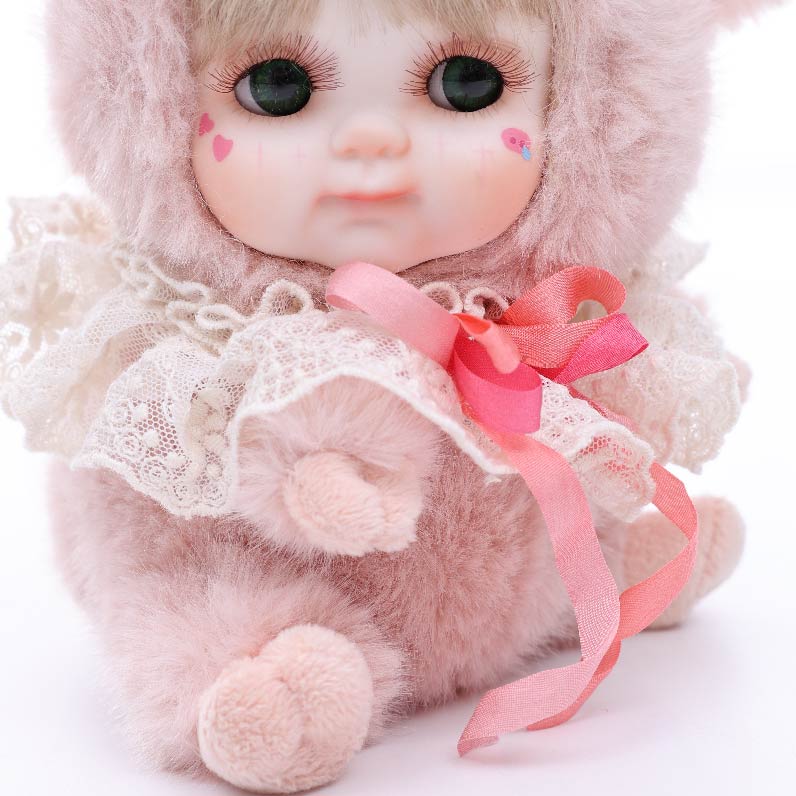 Cloveray 8 Inch High-Quality porcelain Cheeks Plush Pink Pig Hat Doll