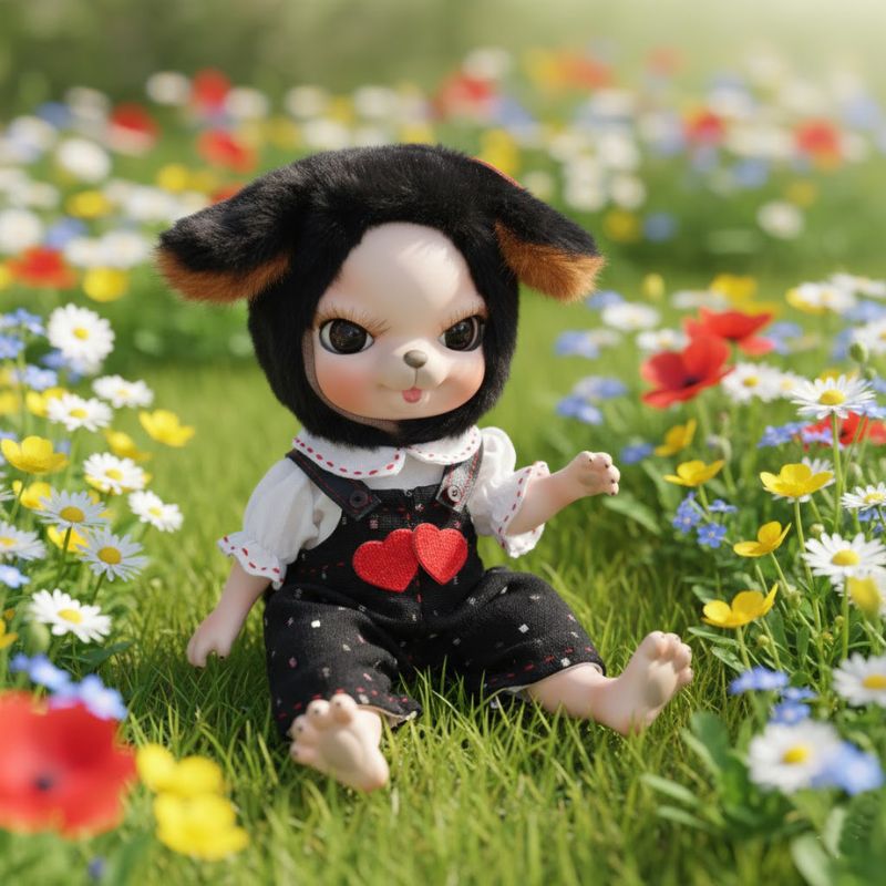 Cloveray Adorable 10 Inch Porcelain Dress-up Baby Black rabbit Dolls (BJD)