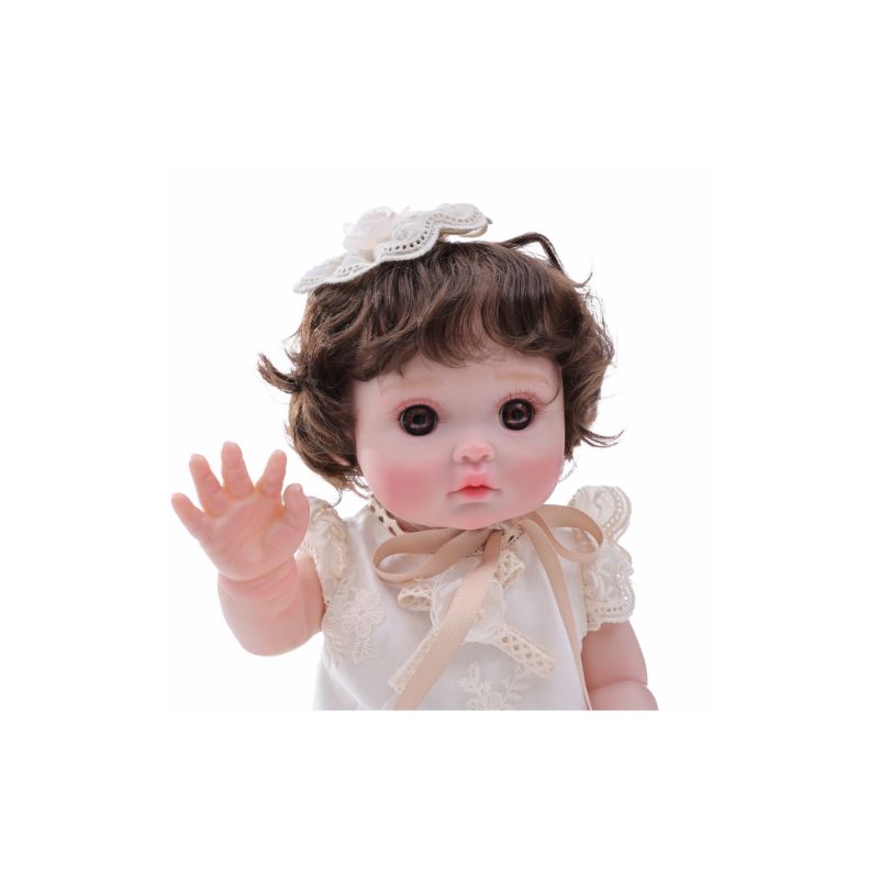 Cloveray 18-Inch Full-Body Vinyl Simulation Doll | Hand-Painted Makeup & Articulated Joints | Lace Embroidery Princess Outfit