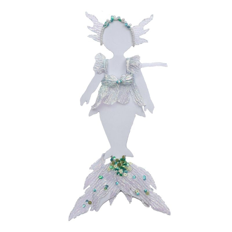 Cloveray 10 inch Newborn Mermaid Photo Prop Set: Sequin Tail + Bodysuit + Headband (Pastel Pink/Iridescent)