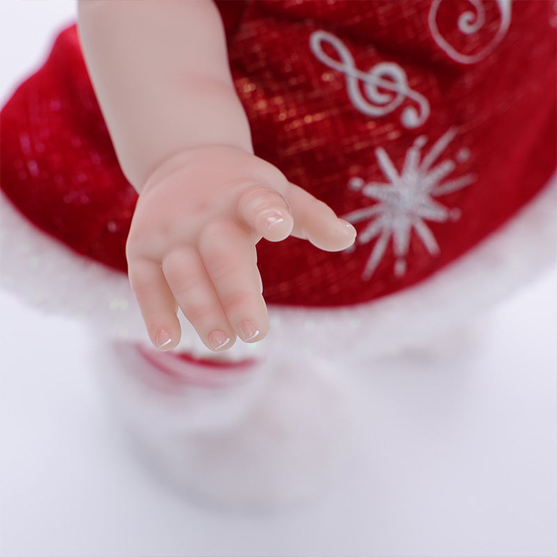 Cloveray 18 Inch Vinyl Lifelike Reborn Baby Doll in Festive Red Christmas Costume