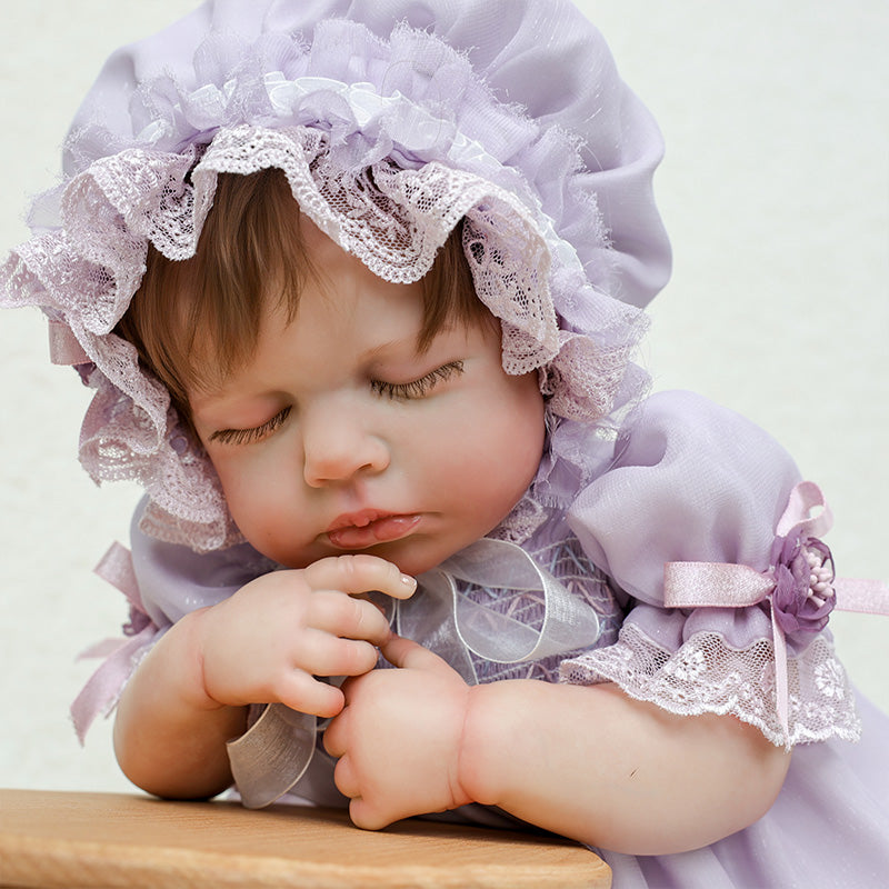 Cloveray 20 Inch Lifelike Reborn Baby Doll with Light Purple Headband