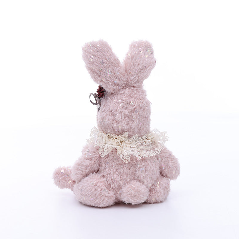 Cloveray 8 Inch High-Quality porcelain Smiling Rabbit-Eared Soft Pink Plush Doll