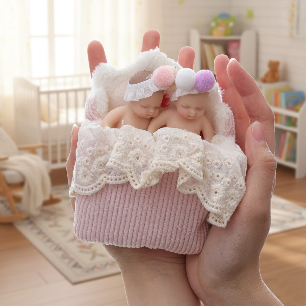Cloveray Lifelike Silicone Reborn  twins Baby Doll 4Inch