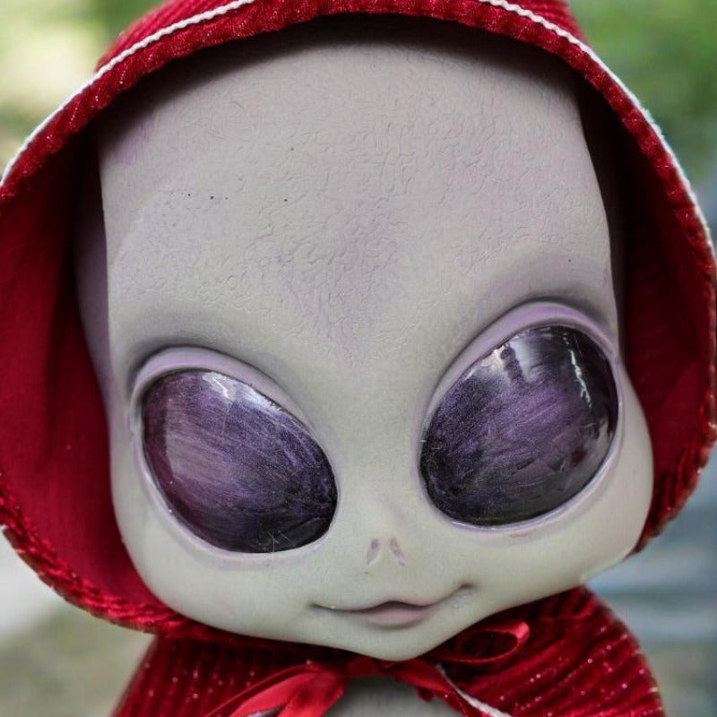 Cloveray 14-Inch Vinyl Alien Baby Doll: Red Hooded Cape Cosplay Figure (Soft Vinyl Collectible Toy)